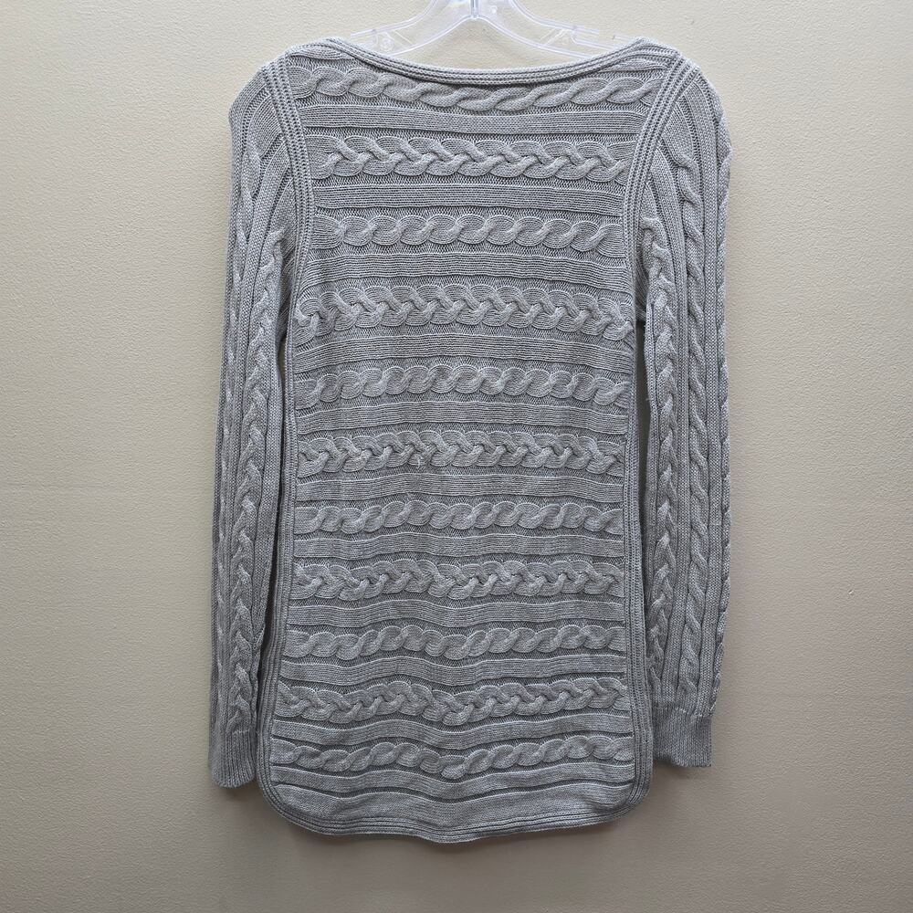 Ralph Lauren Women's Long Line Pullover Cable Knit Sweater Warm Gray Size XS - Picture 2 of 6